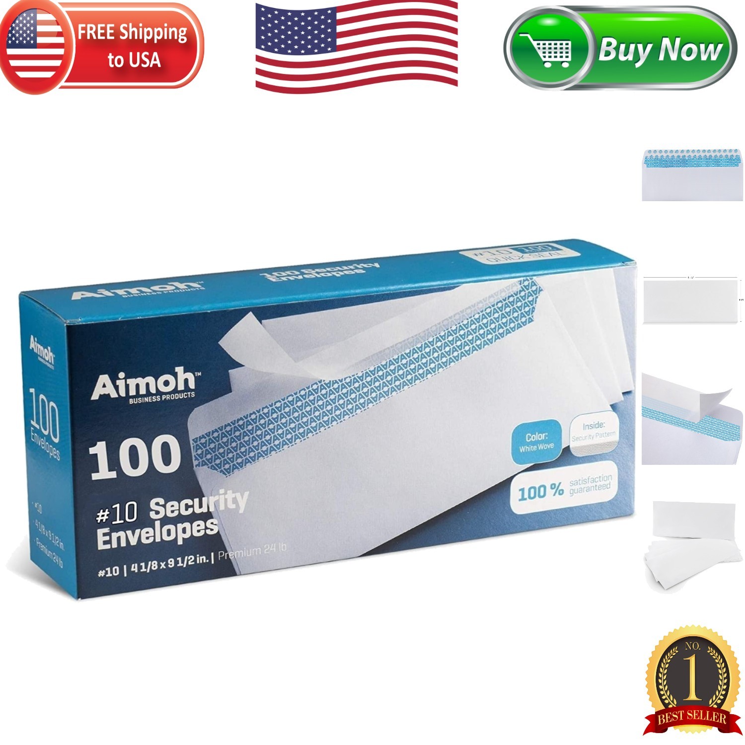 Ultra Secure 100 Pack Self-Seal Envelopes, 4⅛ x 9½ – Perfect for Everyday Use