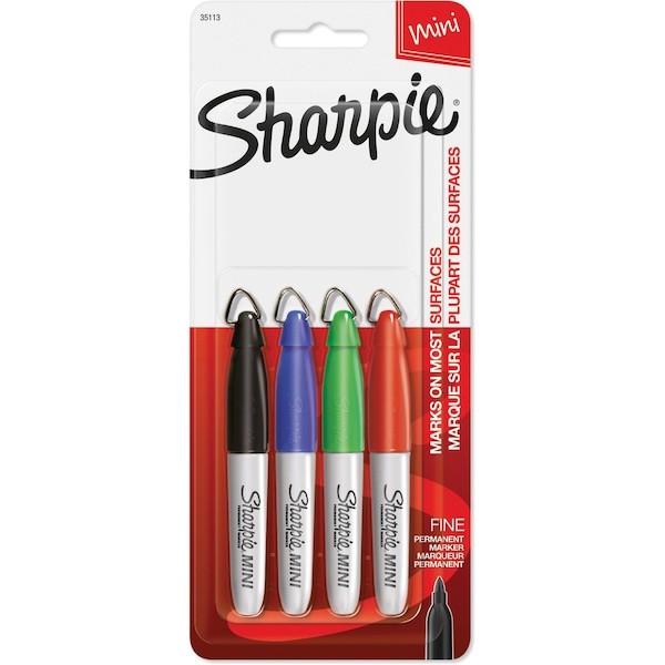 Sharpie 35113Pp Mini Permanent Marker Set, Black, Blue, Green, Red, Fine Tip,
