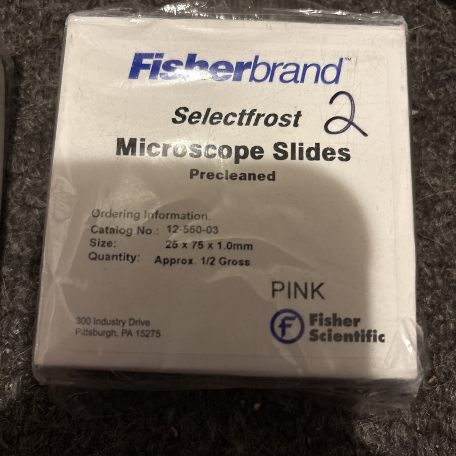 Fisherbrand Selectfrost Microscope Slides 12-550-03 PINK (2 Packs)