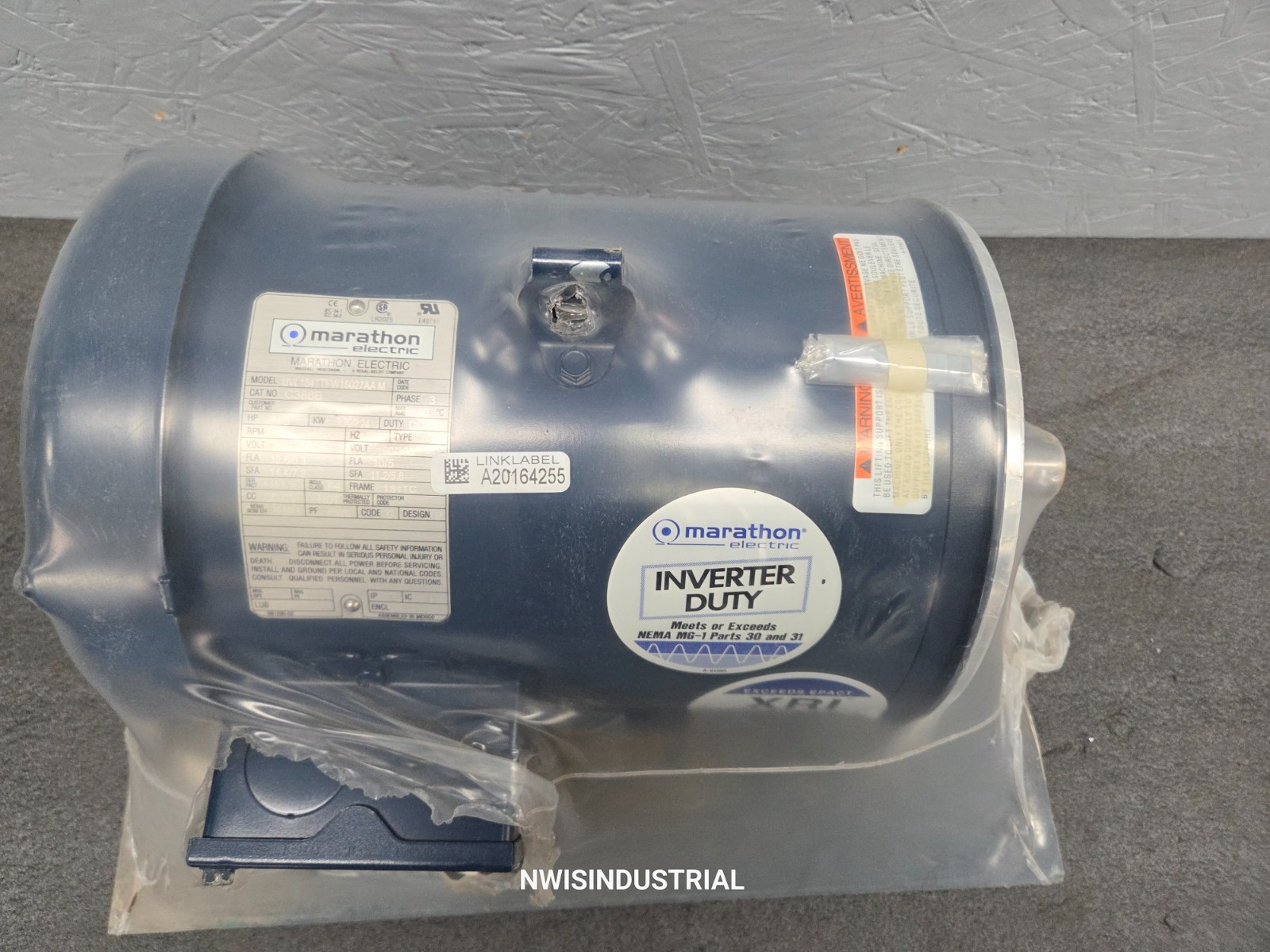 MARATHON ELECTRIC MOTOR C368B, UVL184TTFW16027AAM, 5HP, 1760 RPM, 230/460V 184TC
