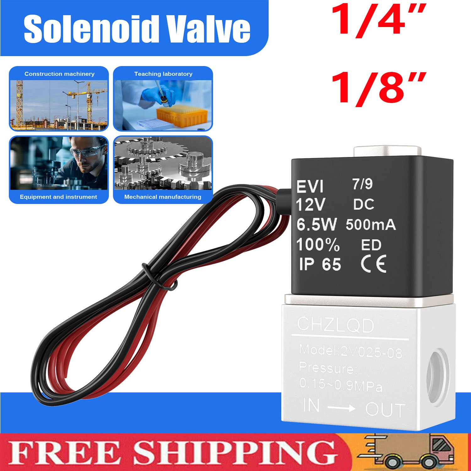 1/4″ Inch Electric Air Water Fast Response Solenoid Valve Normally Closed 24V DC