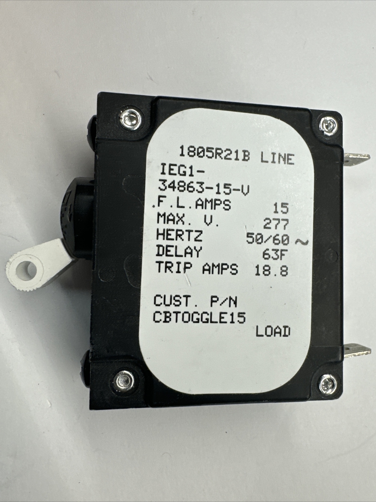 Airpax UPG IEG1 15A Marine Circuit Breaker Single Pole AC/DC Panel Mount Spade