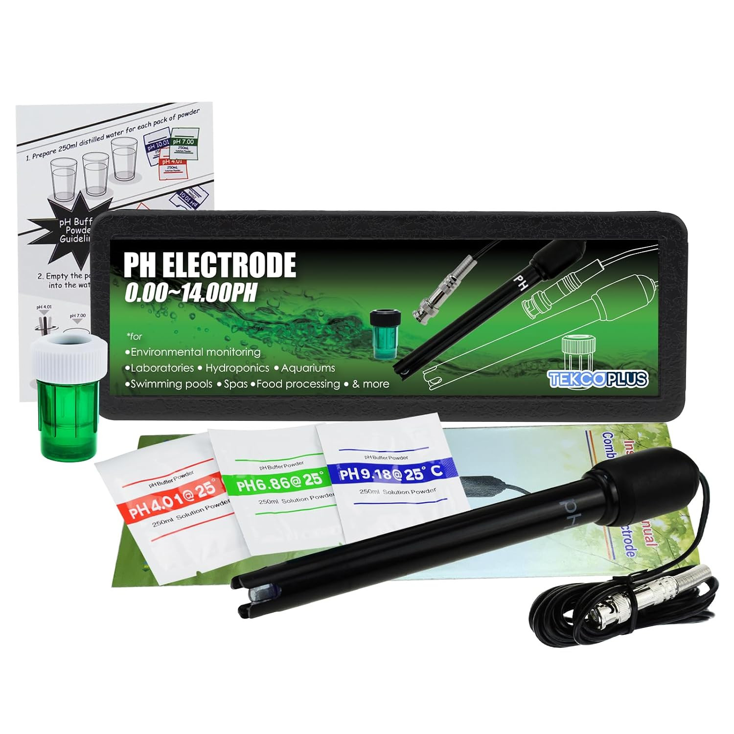 0-14 Ph Electrode Probe, Ph Meter with Replacement BNC Connector and 300Cm Cable