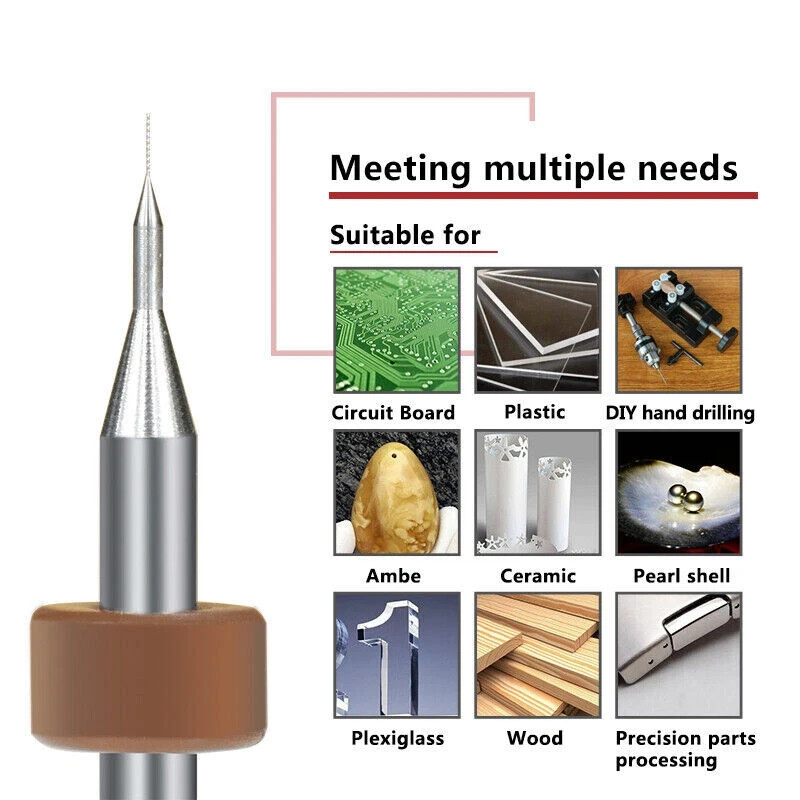 Dental PCB Drill Bit Set Tungsten Carbide Steel Twist Micro CNC Engraving Burs