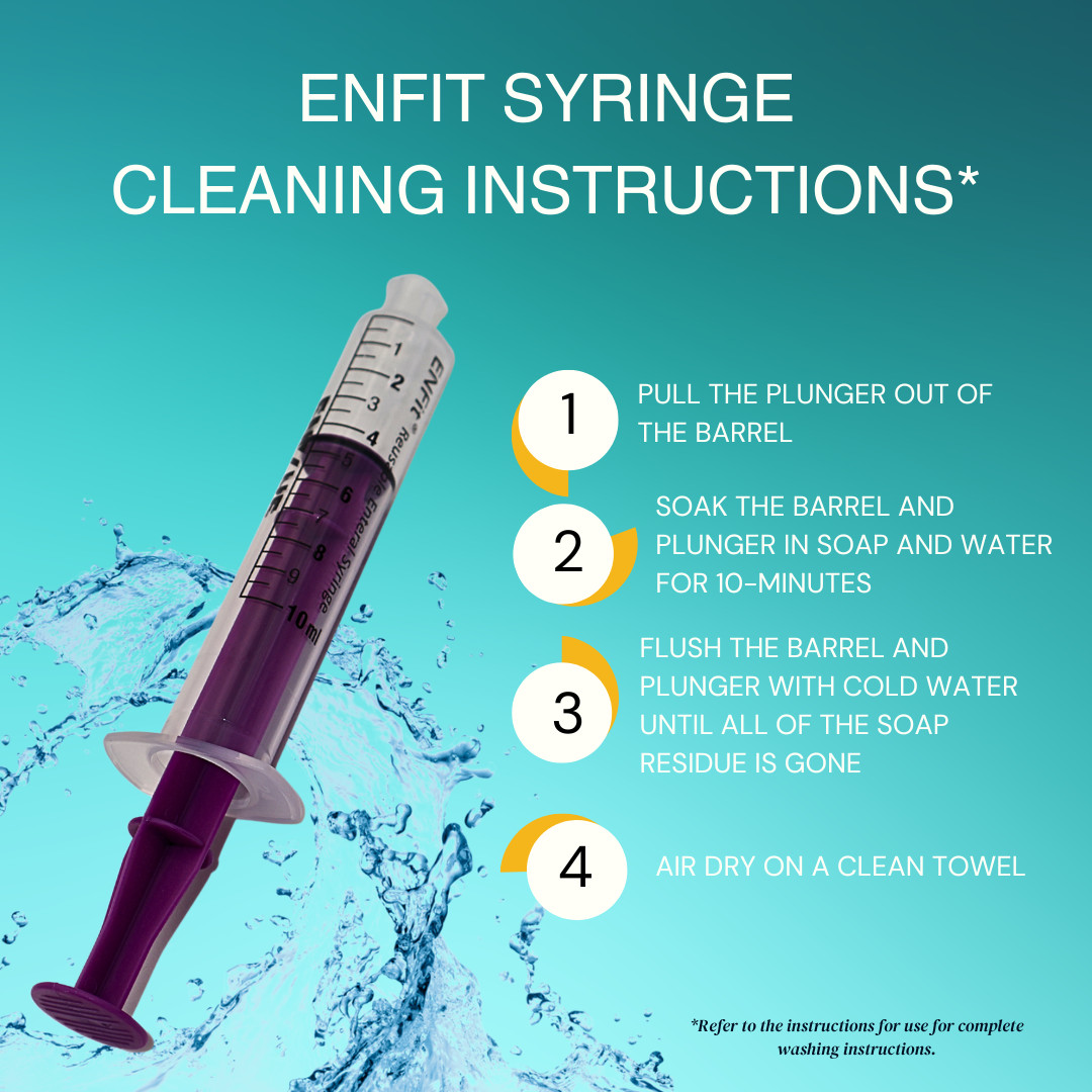 ENFit syringe, 60mL, O-Ring, Reusable Easy Glide Plunger, Pack of 10
