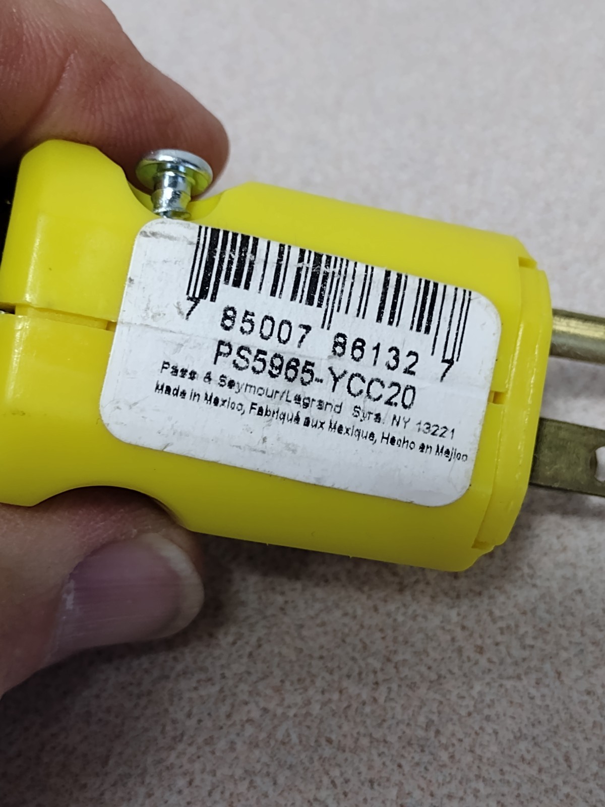 Lot of 3 Male Cord End Pass & Seymour 15A 125V PS5965-YCC20 Yellow (v405)