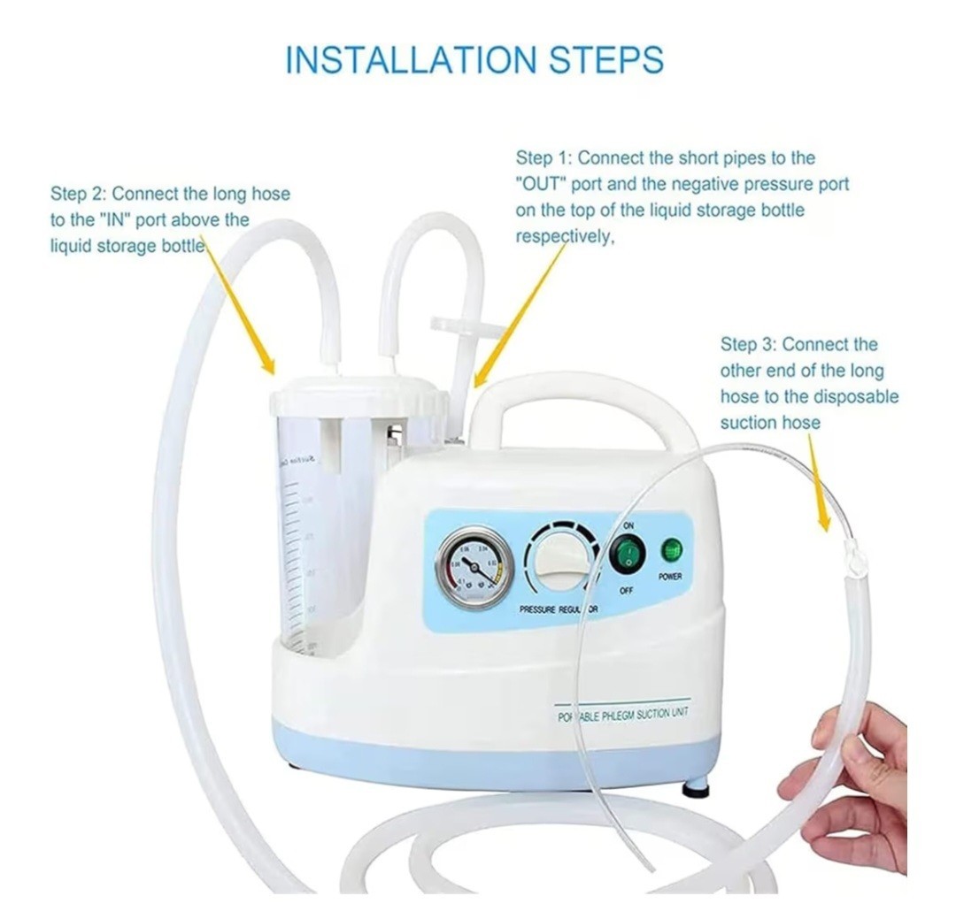 Portable Phlegm Suction Pump with Regulator Valve and Vacuum Gauge