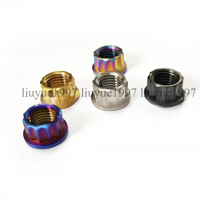 M5/M6/M8/M10/M12 Titanium Bi Hex Flange Nut 12 point Ti sprocket gr5 CNC ti nut
