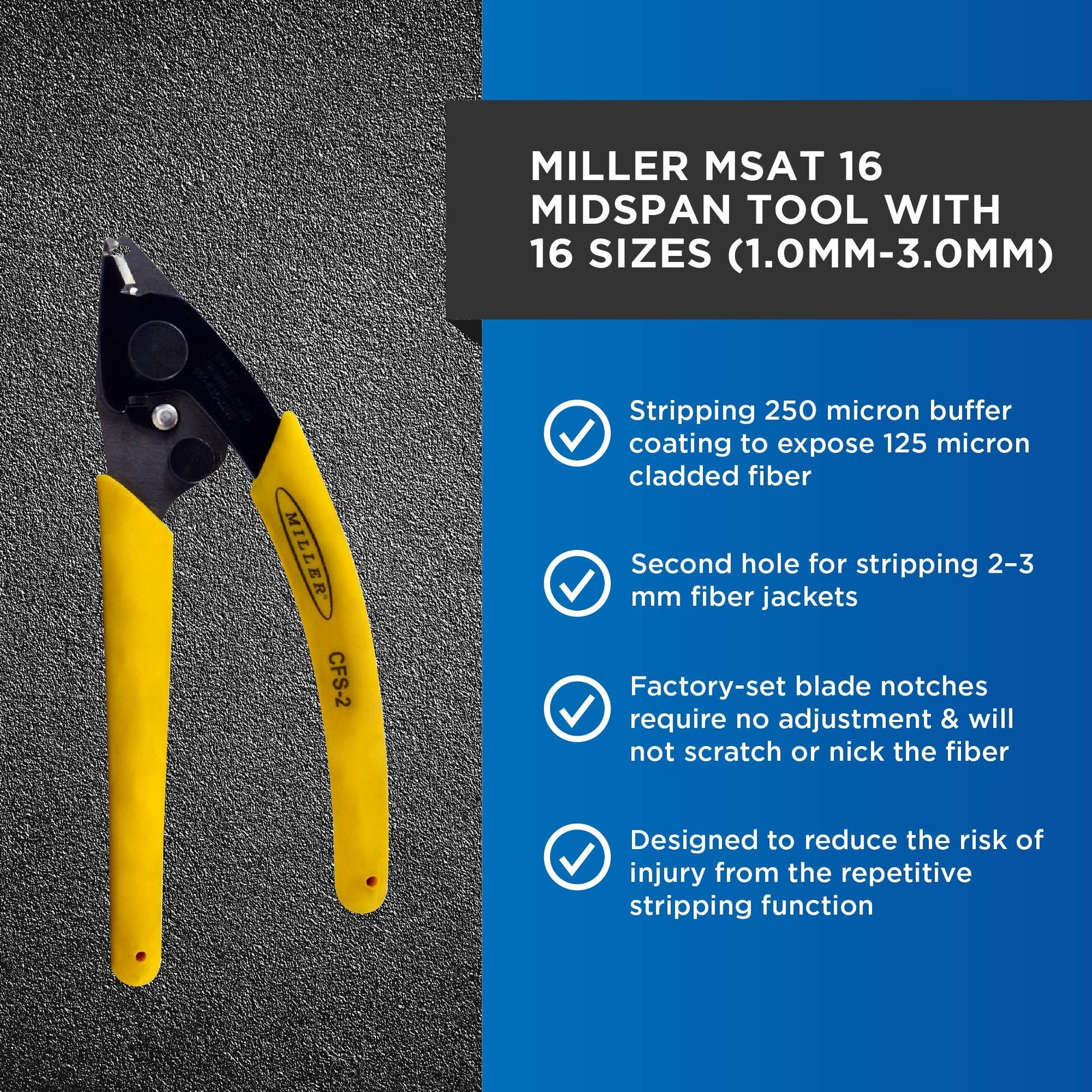 CFS2 Series Dual Hole Fiber Optic Wire Stripper Tool Portable 4.2 Ounces