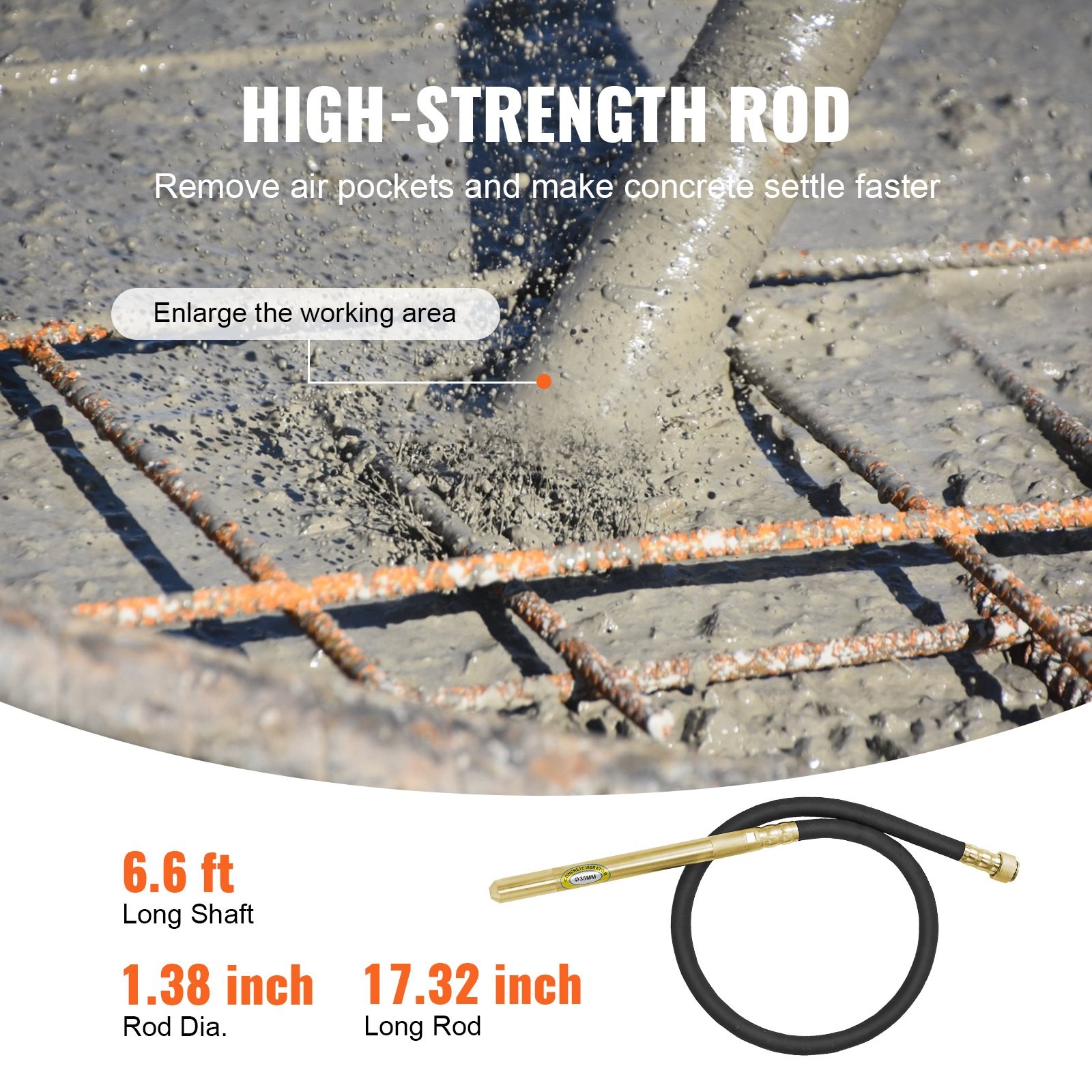 Handheld Concrete Vibrator, 800W Electric Vibrator 13000 VPM, Electric Concrete