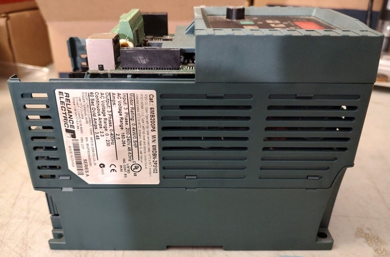 Reliance Electric 6MDBN-2P3102, 6MB200P6, 180-264VAC 0.5HP Drive, 48-63Hz