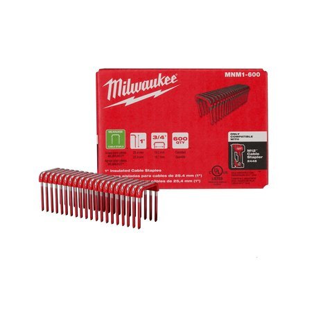 Milwaukee Tool Mnm1-600 Insulated Cable Staples For M12 Cable Stapler, 1 In Ht,