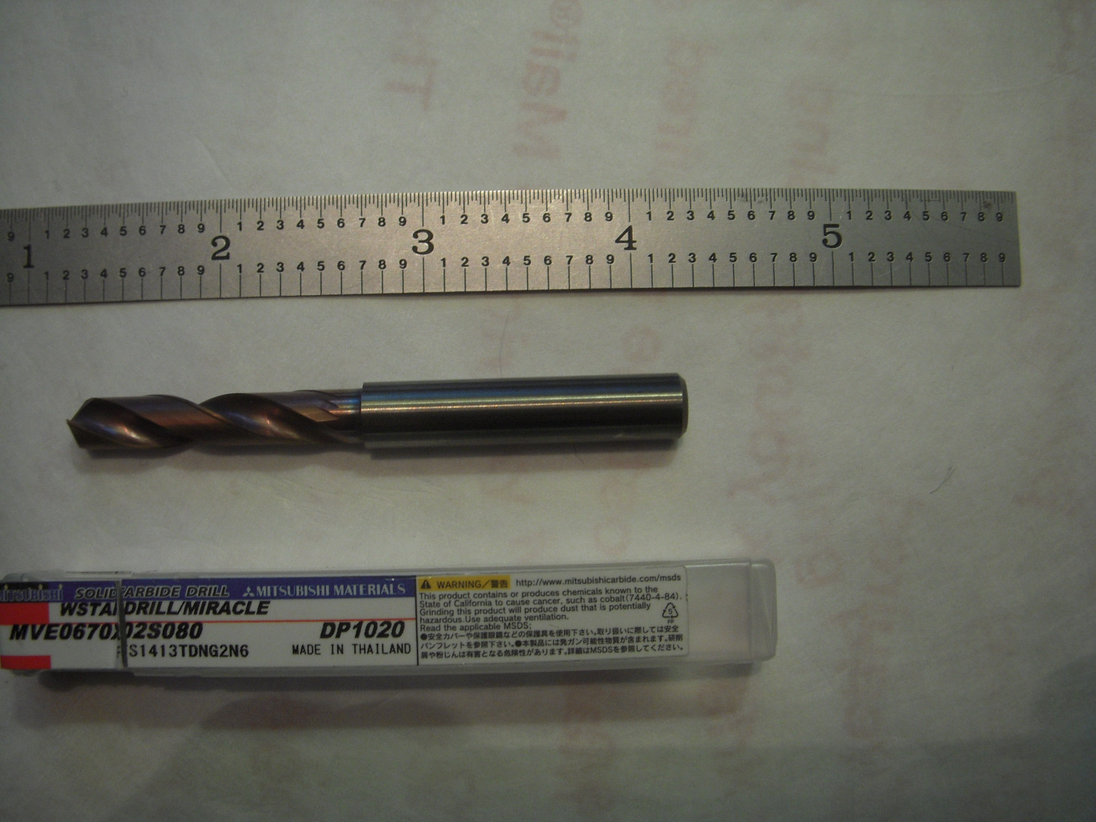 NEW MITSUBISHI 3XD CARBIDE DRILL 8MM SH. X 6.70MM CUT DIA. X 74MM OAL VP15TF