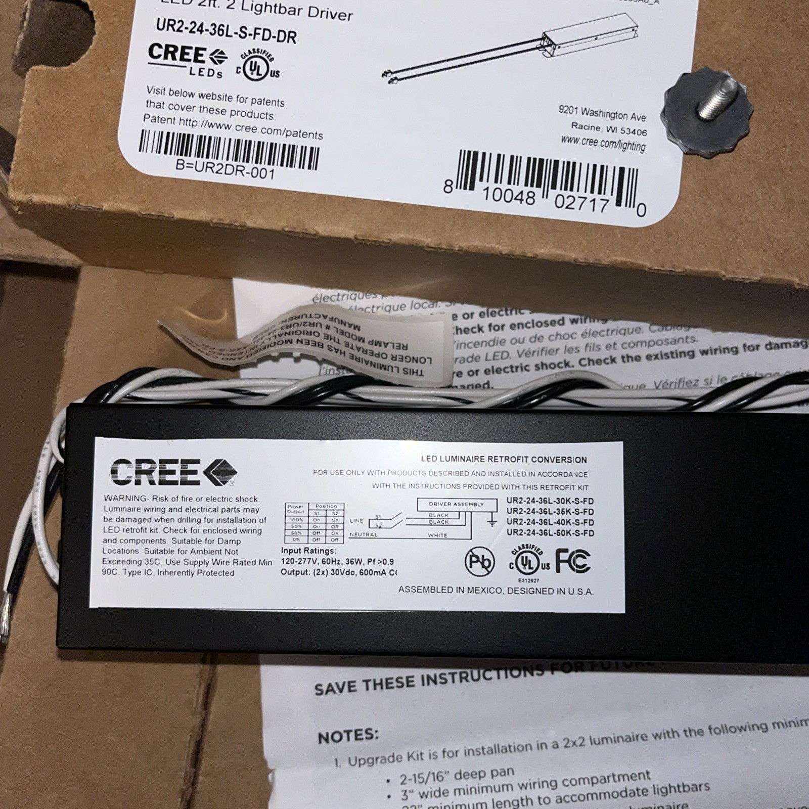 Lot of 10 – CREE UR2-24-36L-S-FD-DR Led 2 Foot 2 Lightbar Driver