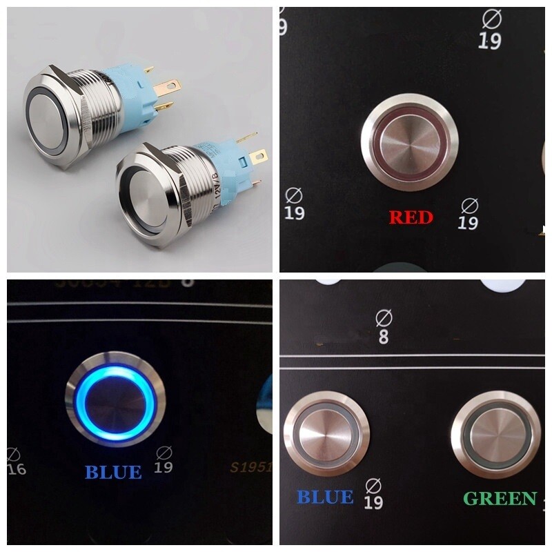 19mm Tri-color High Head+Ring LED 2NO2NC Stainless steel Anti-vandal Push button