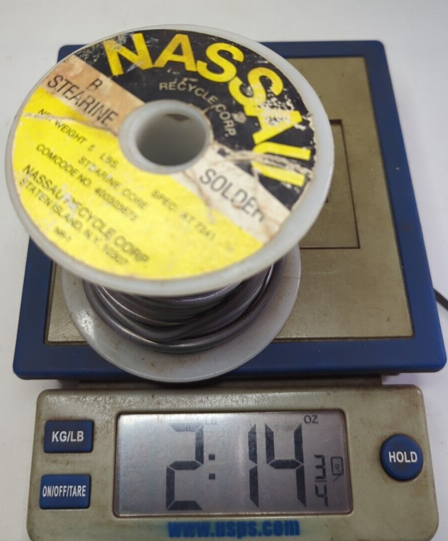 VINTAGE NASSAU B STEARINE SOLDER – SPEC: AT 7241 STEARINE CORE PARTIAL ROLL
