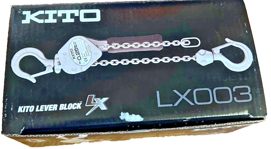 KITO LEVER BLOCK LX003 Rated load 250kg Standard lift 1m Test load 380kg Wt1.6kg