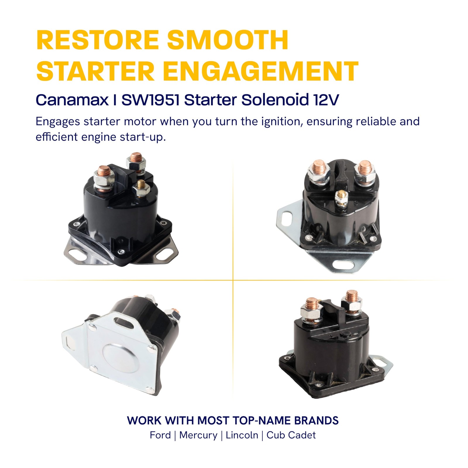 SW1951C Heavy Duty Starter Solenoid Relay Compatible with Ford F150 F250 F350…