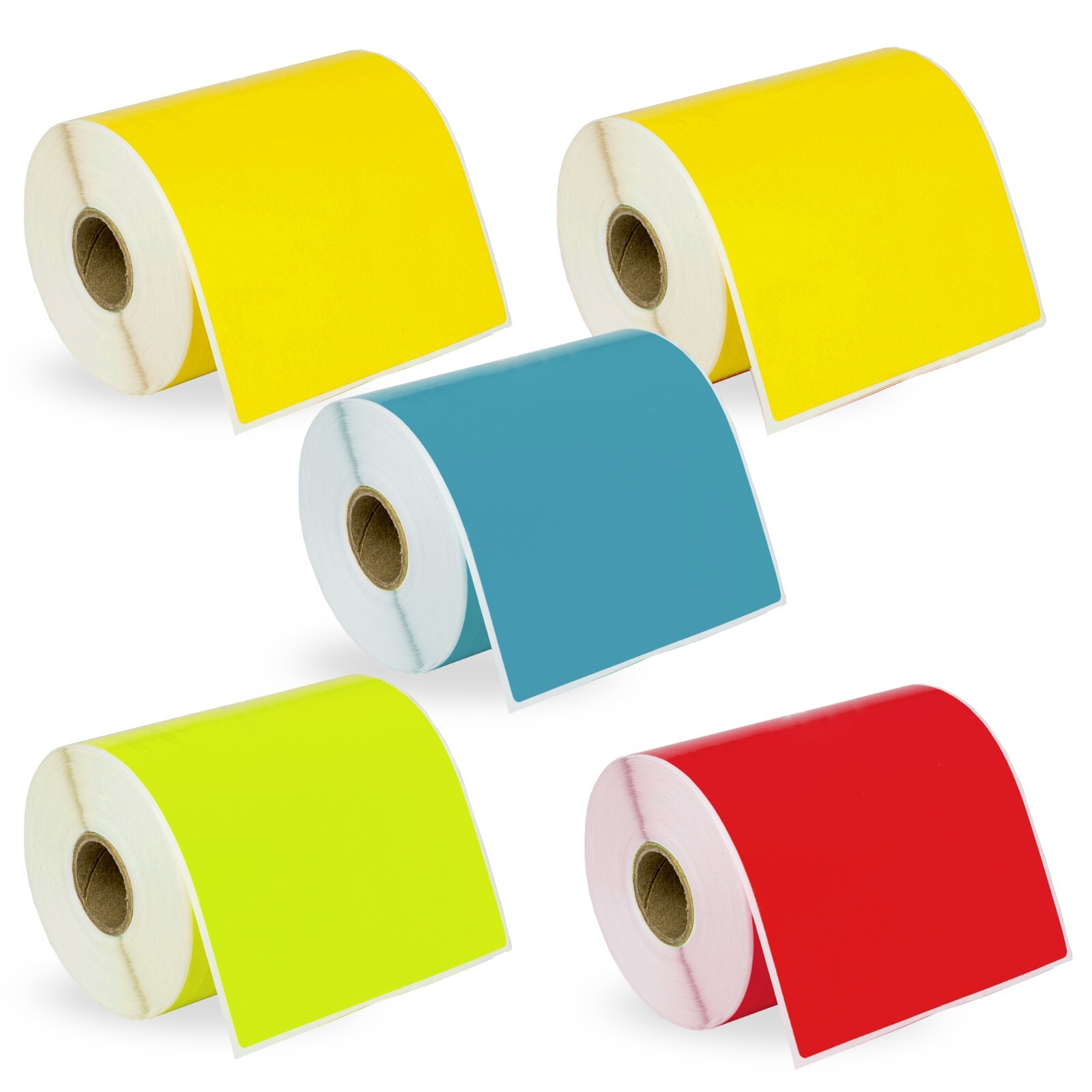 DYMO 1744907 COLOR 4XL 4×6 – 5 Rolls – 2 each: YELLOW ; 1 each: BLUE GREEN RED