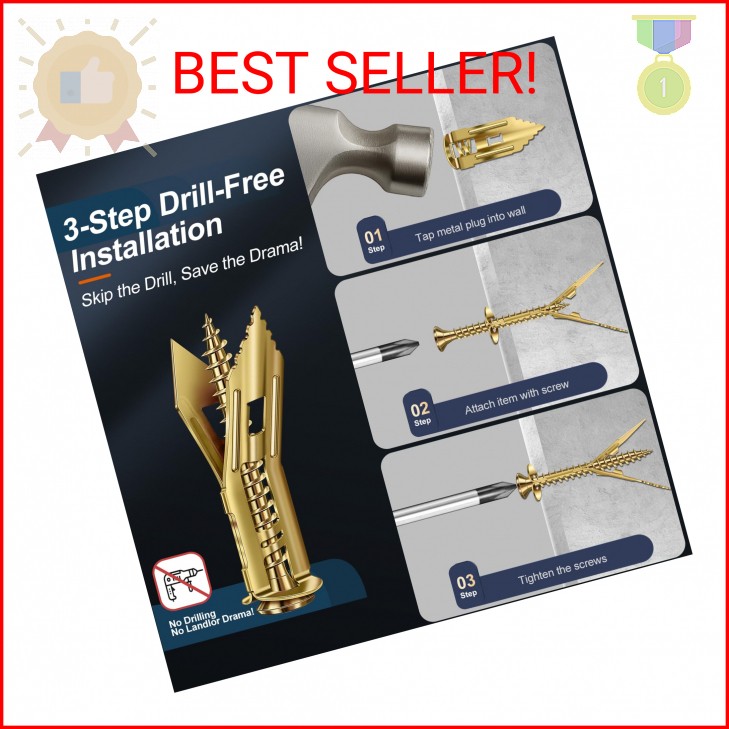 PVZZRKL 160 Pcs Self Drilling Drywall Anchors with Screws, 2Sizes 80 Sheetrock A
