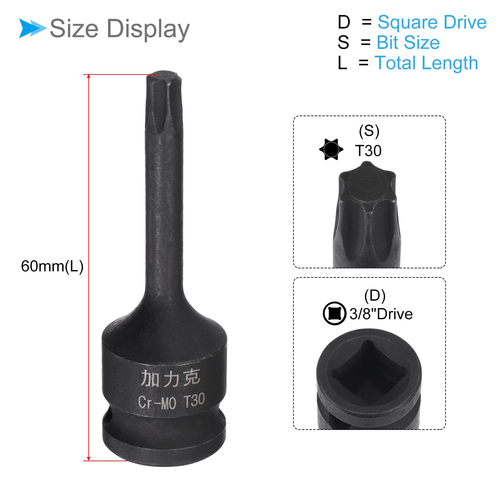 Impact Torx Bit Socket T30 3/8″ Square Drive for Mechanic Automotive