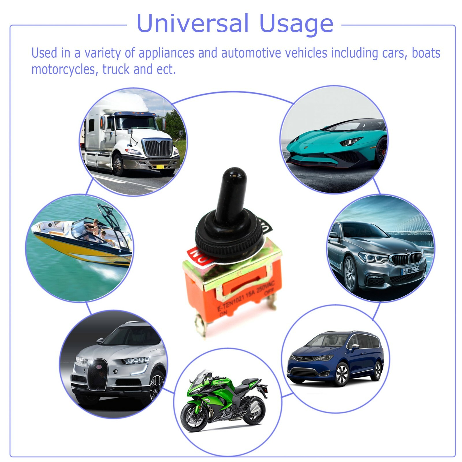 5X Toggle SWITCH ON/OFF Heavy Duty 15A 250V SPDT 2 Terminal Car Boat Waterproof