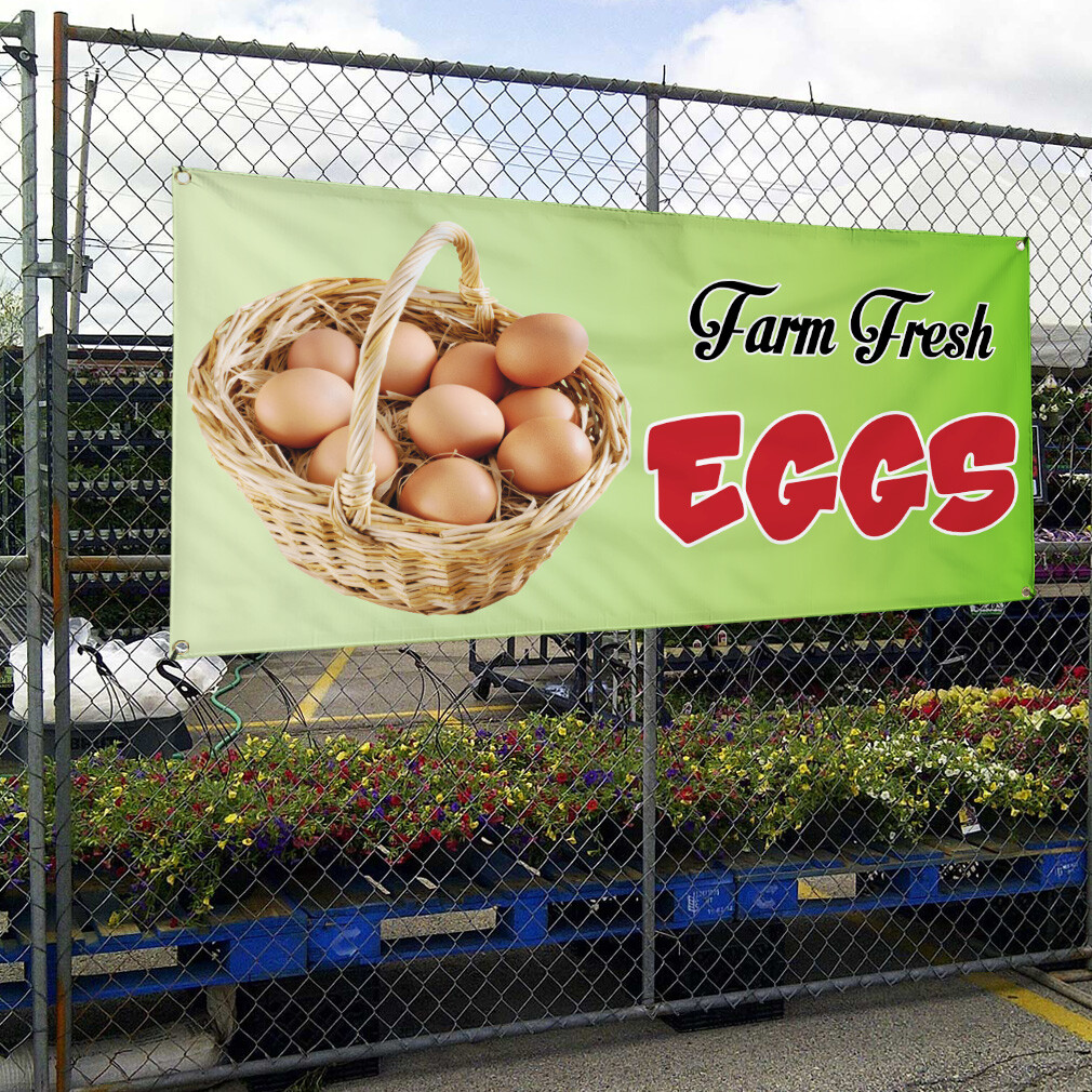 Vinyl Banner Multiple Sizes Farm Fresh Eggs Advertising Printing D Dairy Outdoor
