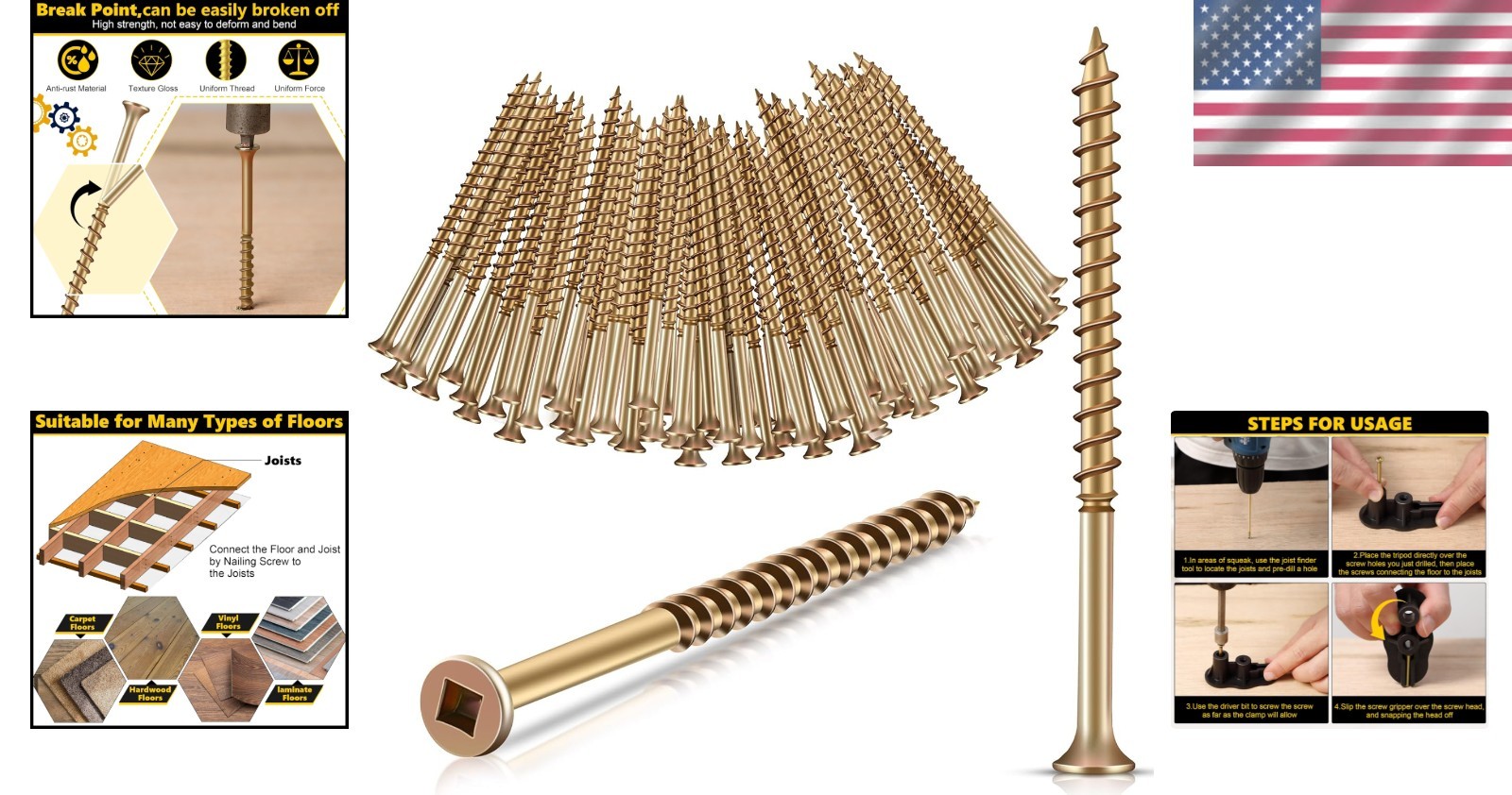 Durable 50 Pcs Floor Repair Kit: Eliminate Squeaks in Hardwood, Vinyl & Carpets