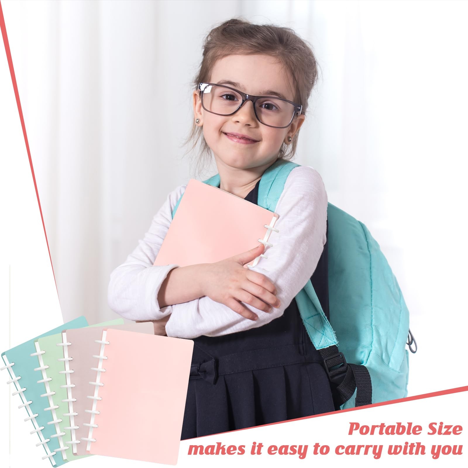 4 Set Junior Size Discbound Size, pink, flesh-colored, blue, green
