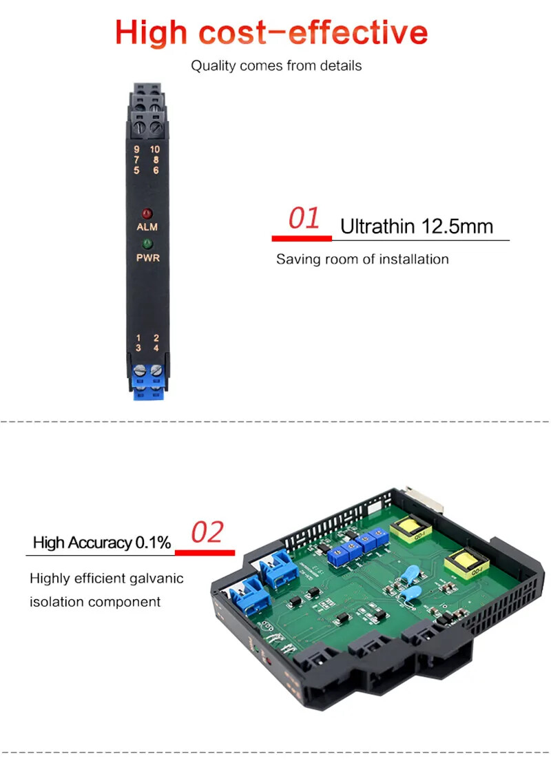 Analog Signal Transmitter 4-20mA 0-20mA Ultra-Thin Isolator 0-10V 0-5V 1-5V