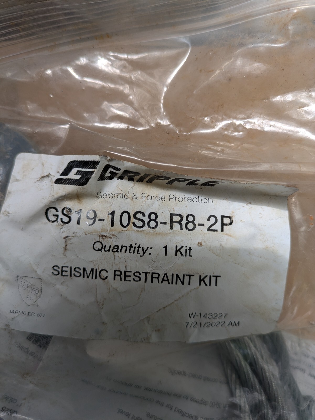 Gripple Seismic Restraint Kit GS19-10S8-R8-2P