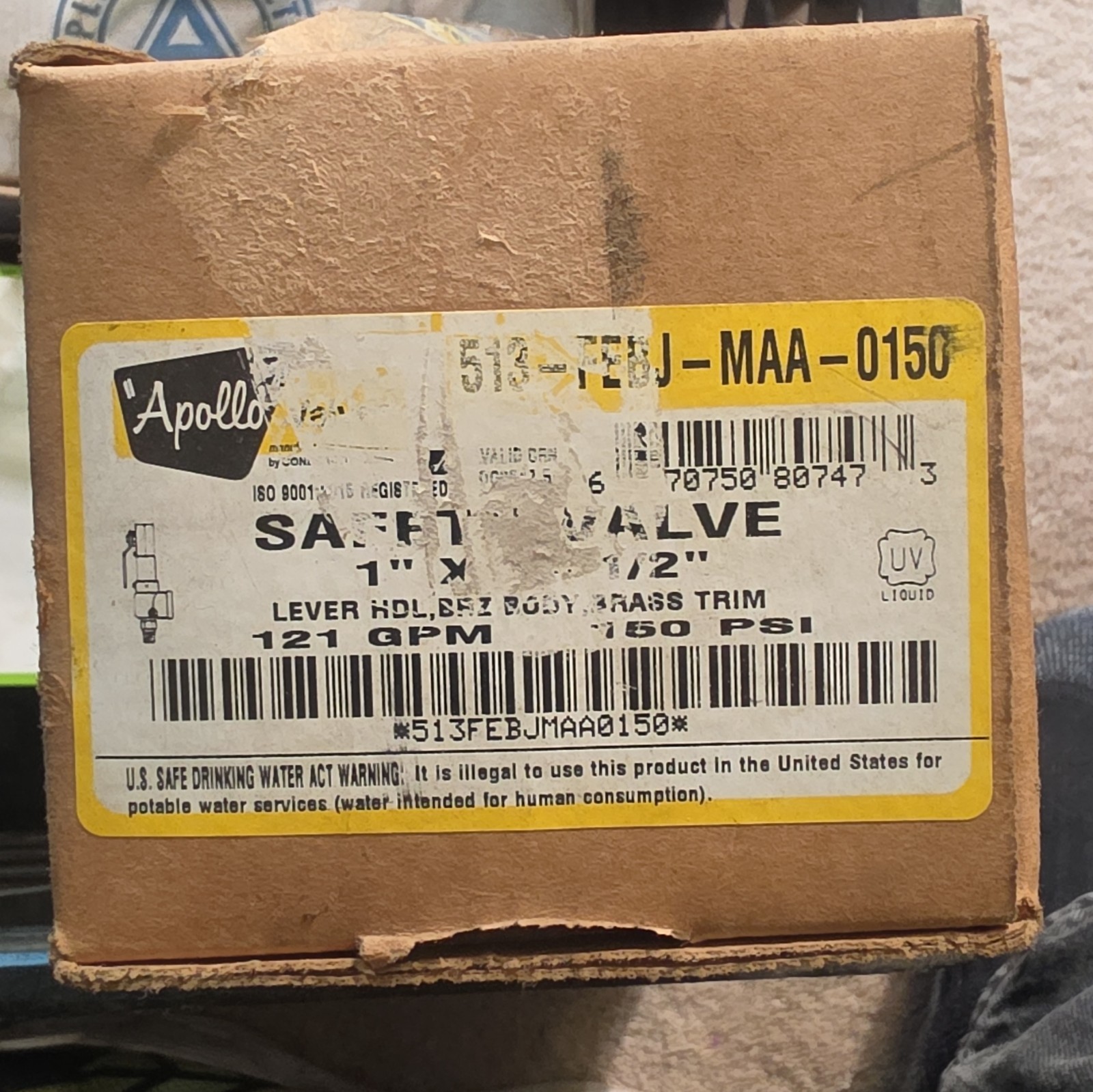 Apollo 513-FEJ-MAA-0150 Safety Relief Valve 1″ x 1/2″ 150 PSIG Bronze Manual