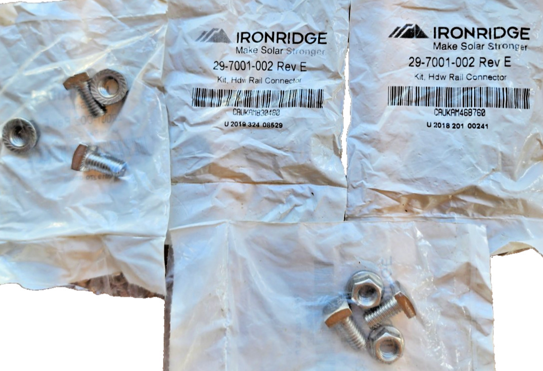 (70) OEM IRONRIDGE 29-7001-002 Bolts and Nuts Kit, Hdw Rail Connector for Solar