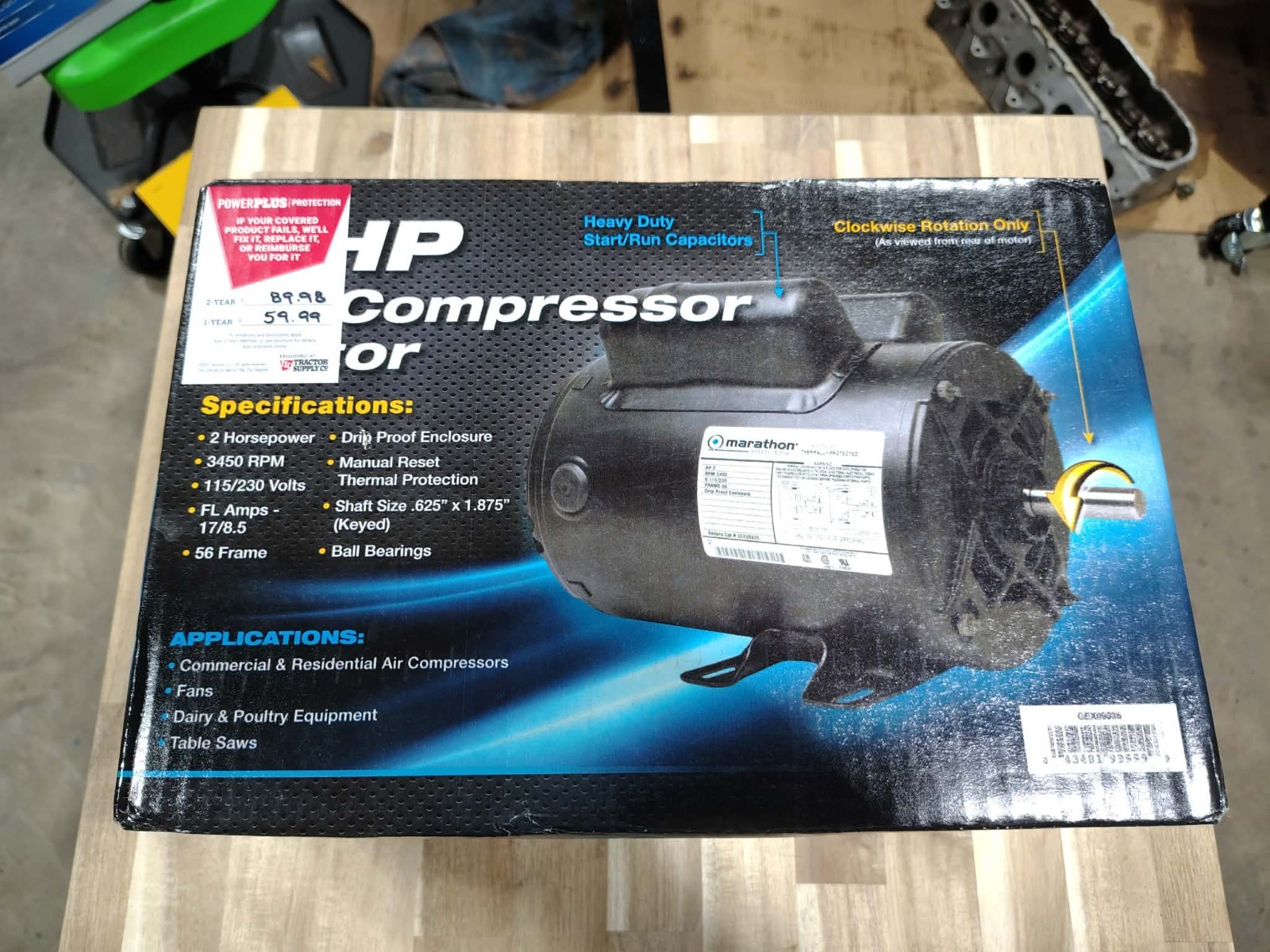 Marathon 2HP Air Compressor Motor 5KCR48TN2650AY Clockwise Only BRAND NEW SEALED
