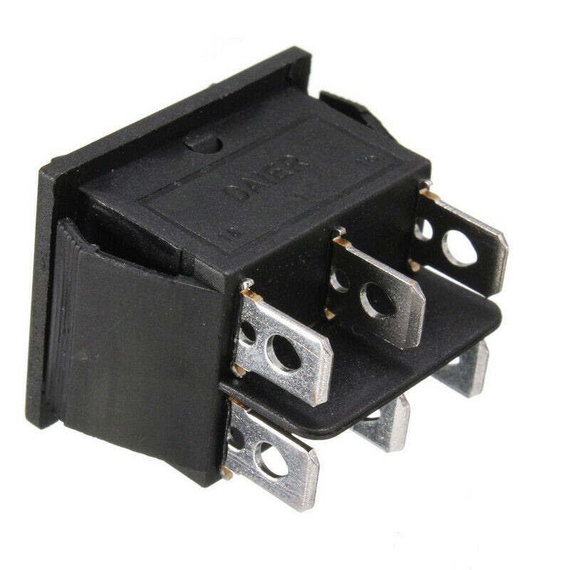Latching Rocker Switch DPDT 6-Pin 16A 250VAC/20A 125VAC Up/Down On-Off-On Black