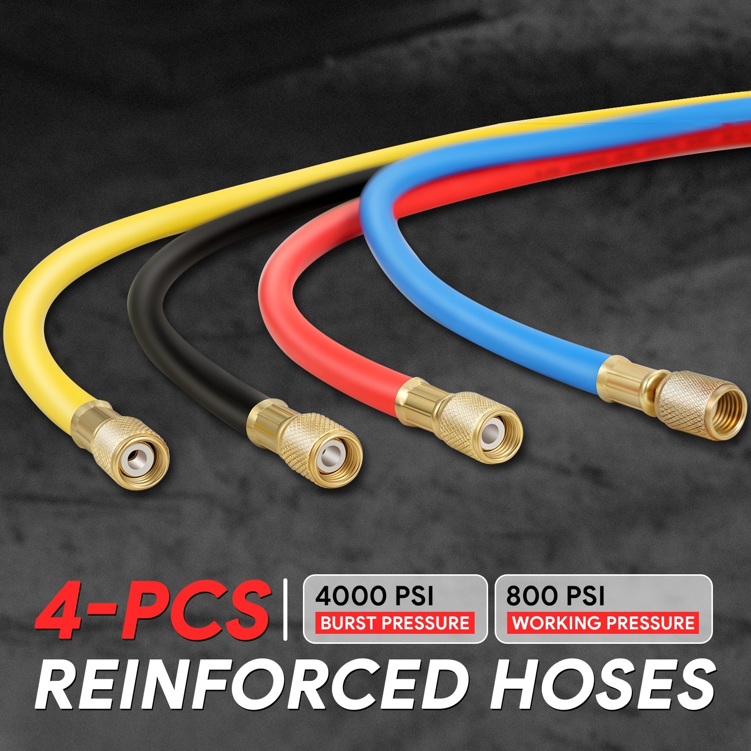 R134A R-22 R410A R404A Charging 4 Way 4 valves AC Manifold Gauge & 5FT Hose