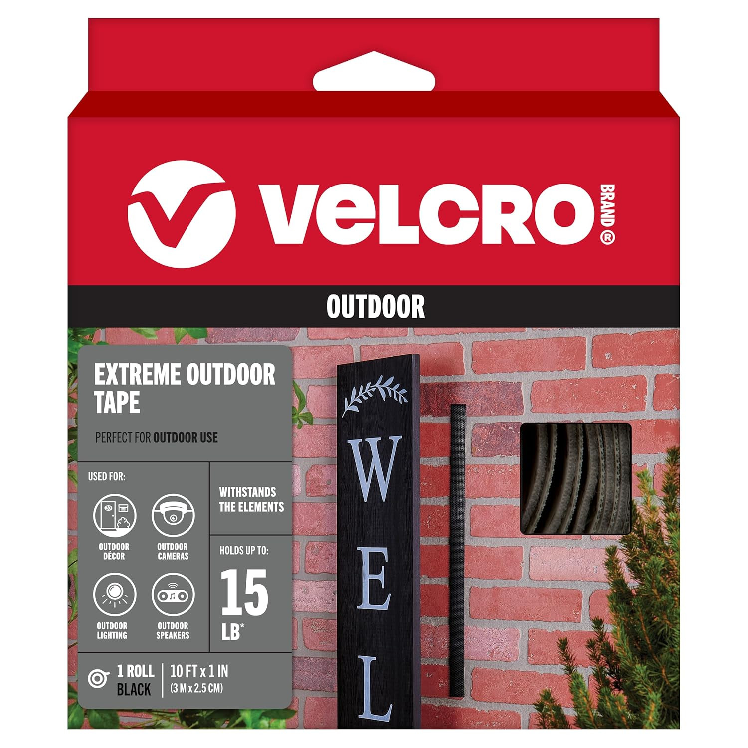 Extreme Outdoor Heavy Duty Tape | 10Ft X 1 in | Holds 15 Lbs | Black with Sti…
