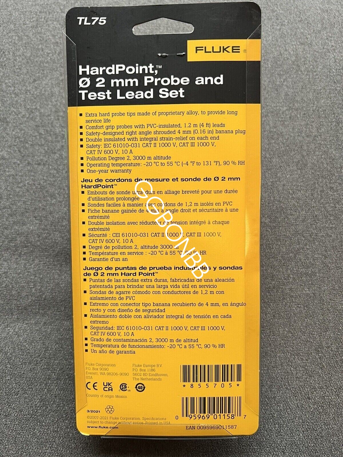 NEW 10PCS Fluke TL75 Hard Point 2mm Probe & Test Lead Set FedEx or DHL or UPS
