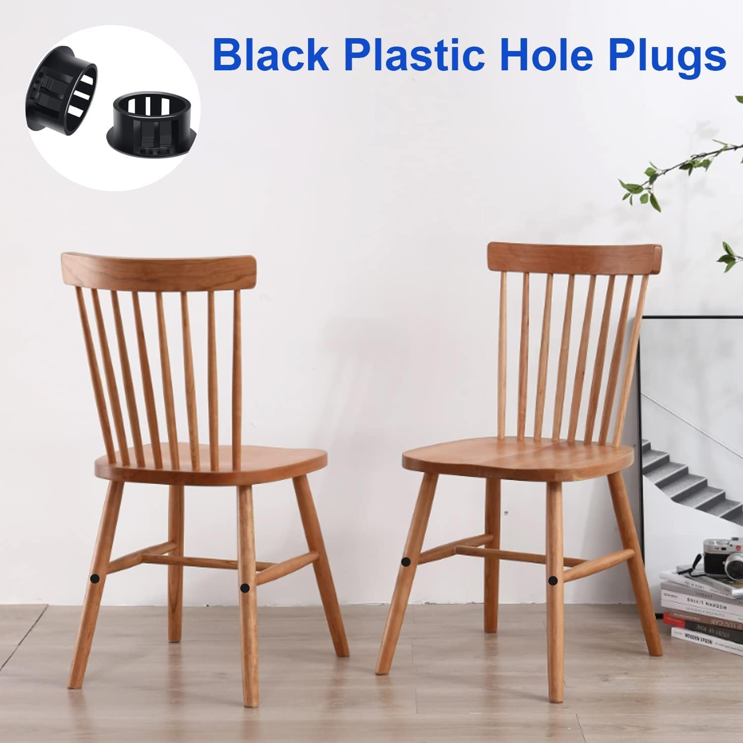 135Pcs Black Nylon Hole Plugs 8 Sizes 1/4″-1″ Round End Caps Furniture Cabinet