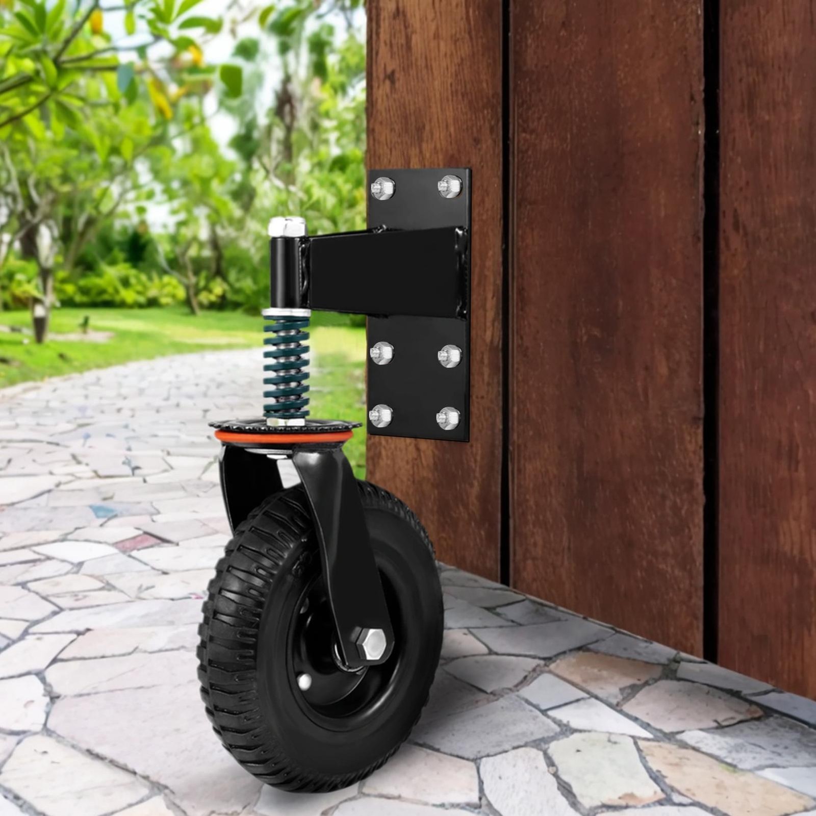 8″ Gate Wheels Heavy Duty Spring-Loaded Gate Caster For Metal Tube Gate & Wooden
