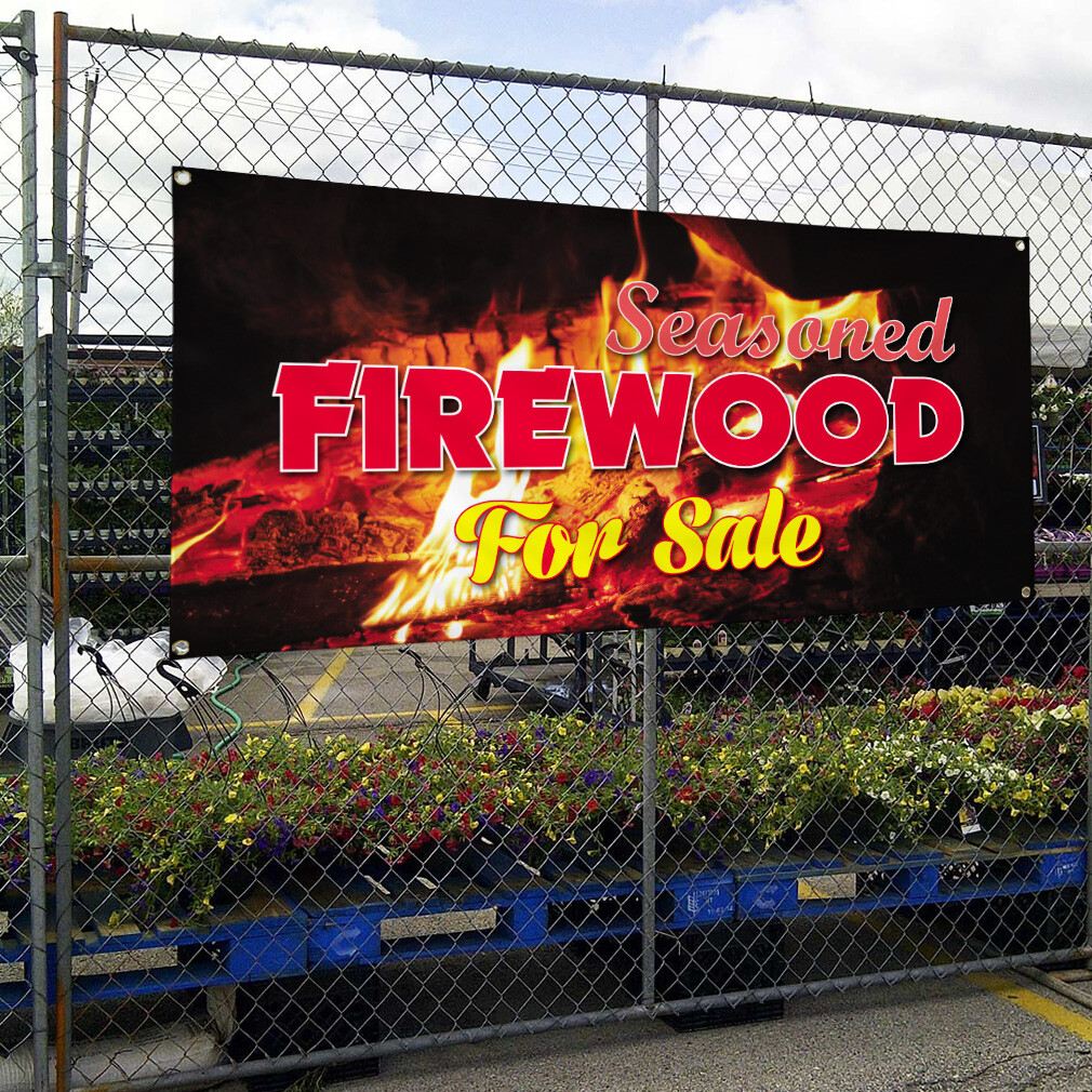 Vinyl Banner Multiple Sizes Seasoned Firewood for Sale B Business Outdoor