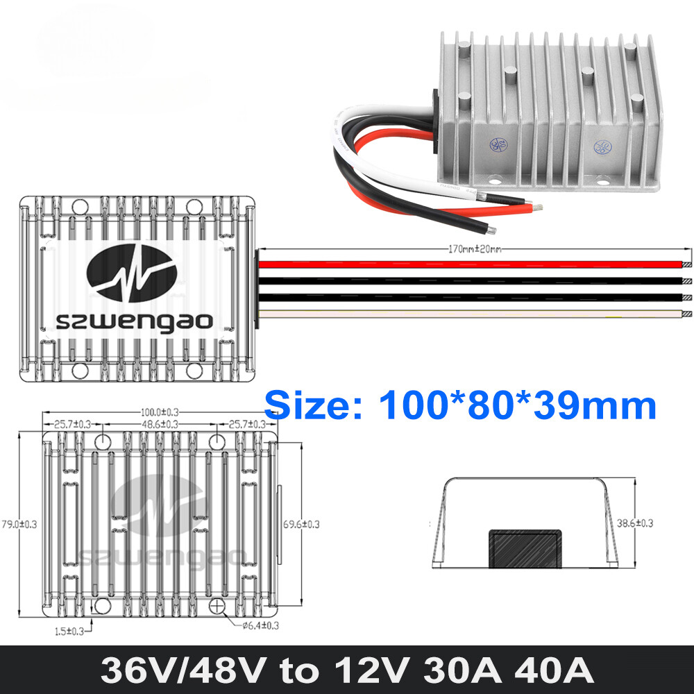 36V 48V to 12V 50A 60A 80A 100A DC Step Down Converter Buck Regulator Golf Cart