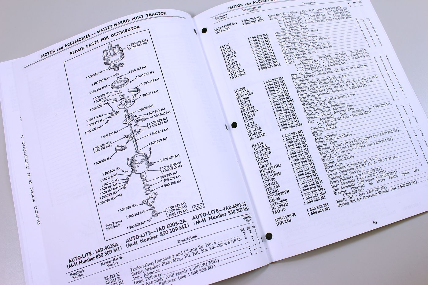 Massey Harris Pony Tractor Parts Catalog Repair List Manual Motor Accessories