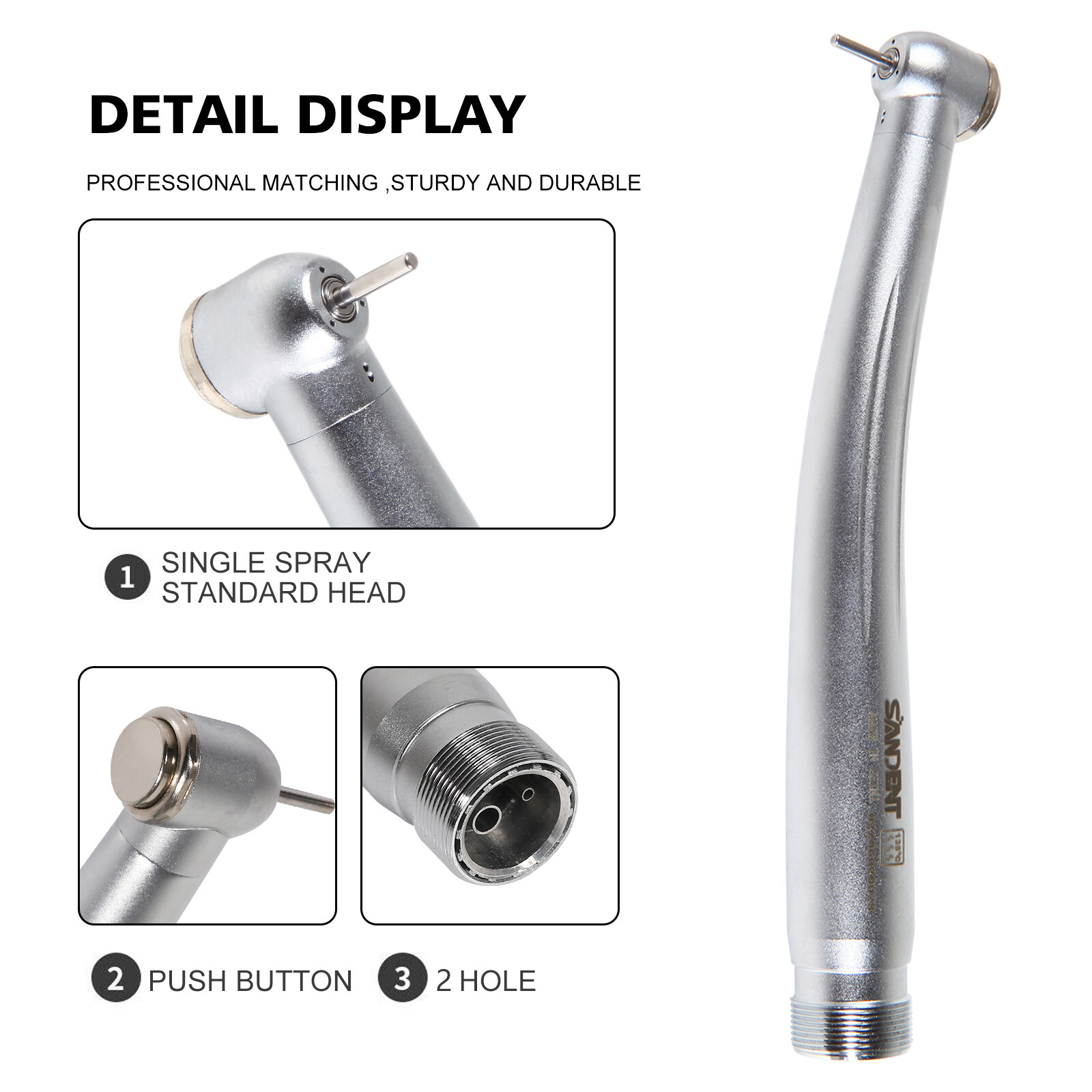 1-5X SANDENT NSK PANA MAX Style Dental High Speed Handpiece Push 2 Holes Borden