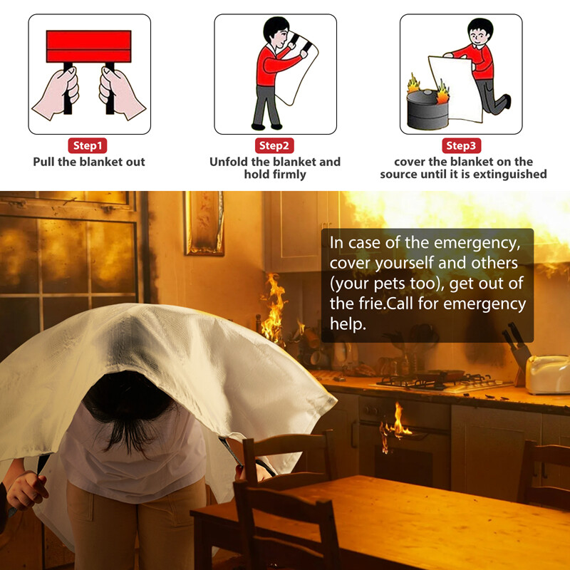 4x Large Fire Blanket Fireproof For Home Kitchen Office Caravan Emergency Safety