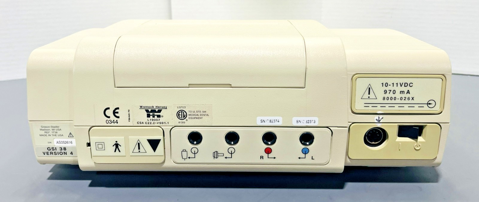 GSI 38 1738 Auto Tymp Audiometer/Tympanometer 10-11VDC 970mA Untested