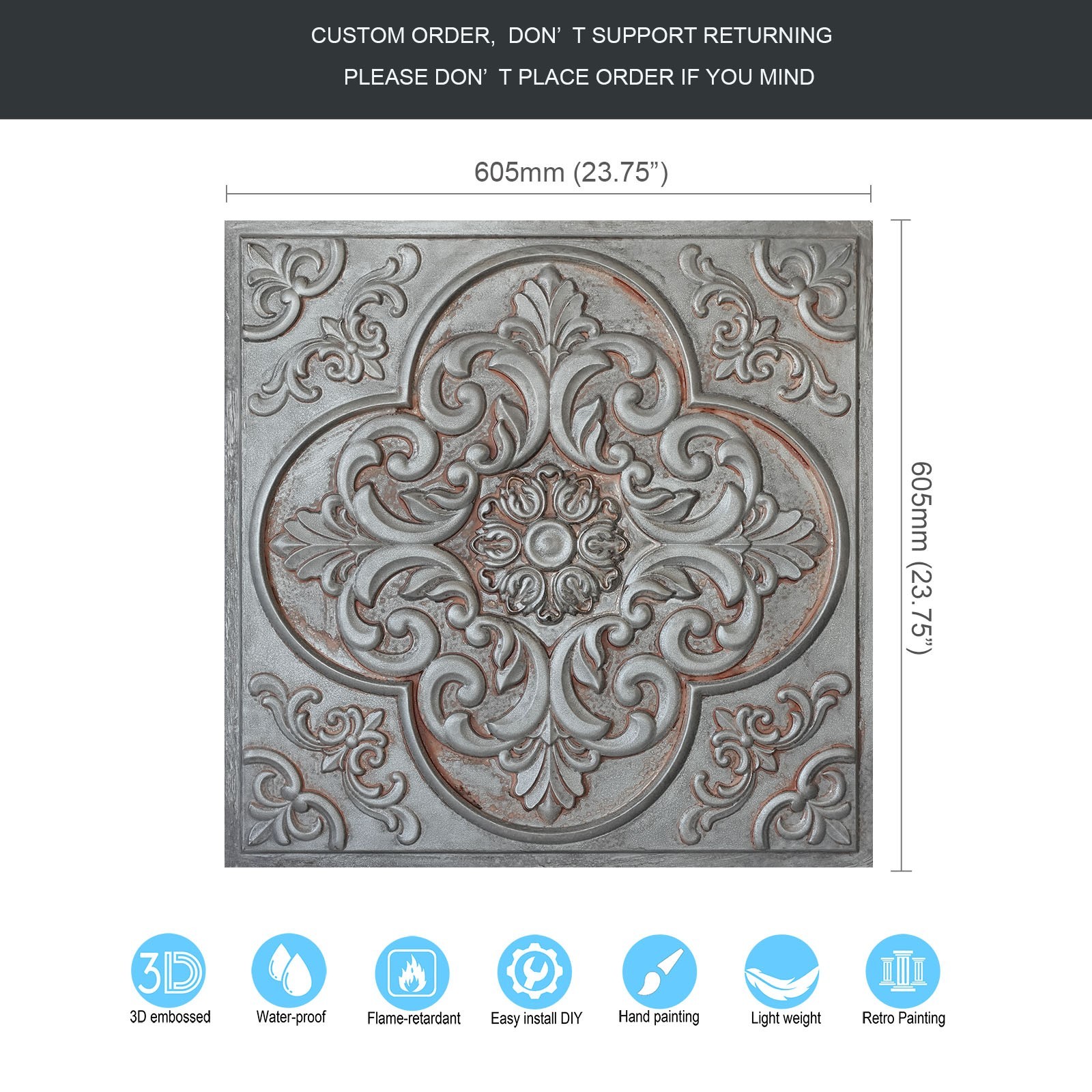 Decorative ceiling tile Emboss interior wall panel for Nightclub PL88 10Pcs