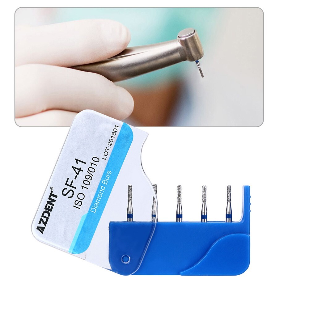 100Pcs 20 Types Dental Diamond Burs High Speed Handpiece Friction Grip AZDENT