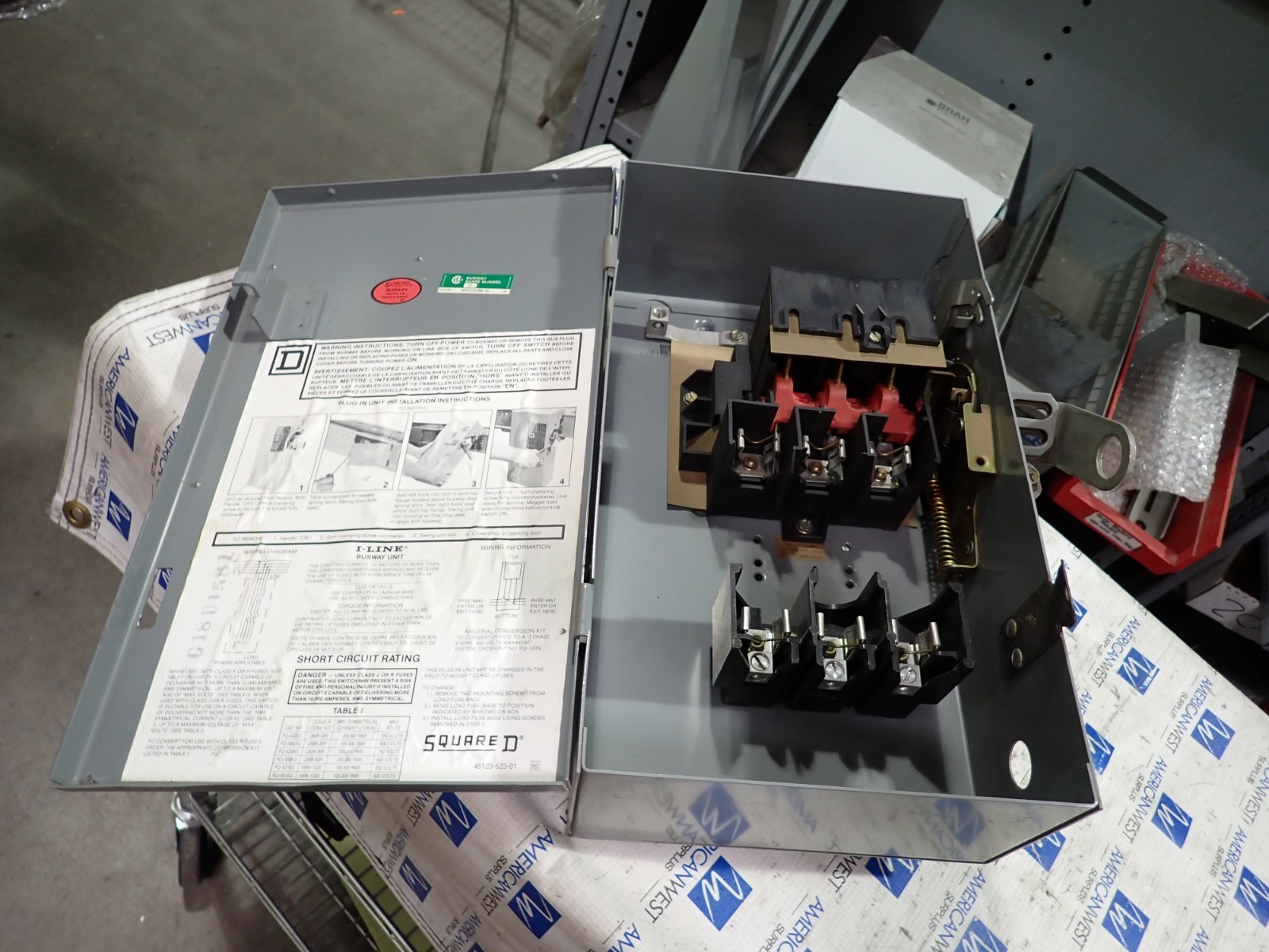 Square D PQ3603G 30 amp 600 volt Fusible 3 Phase 3 Wire Busway Switch BP566