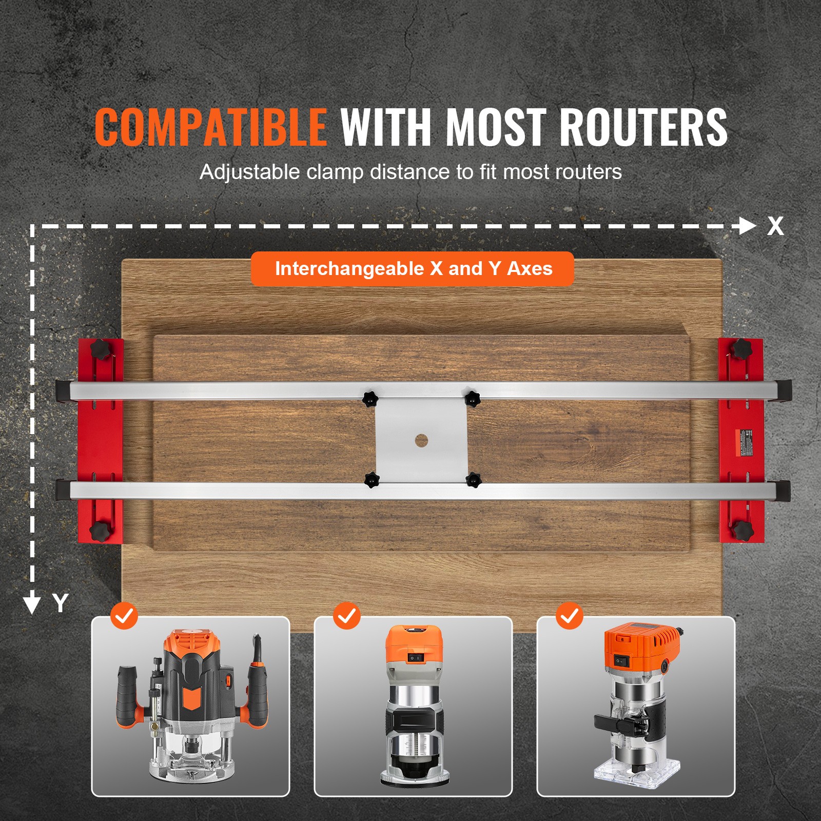 VEVOR Router Sled Adjustable Wood Slab Flattening Mill Router Jig 64″ Length